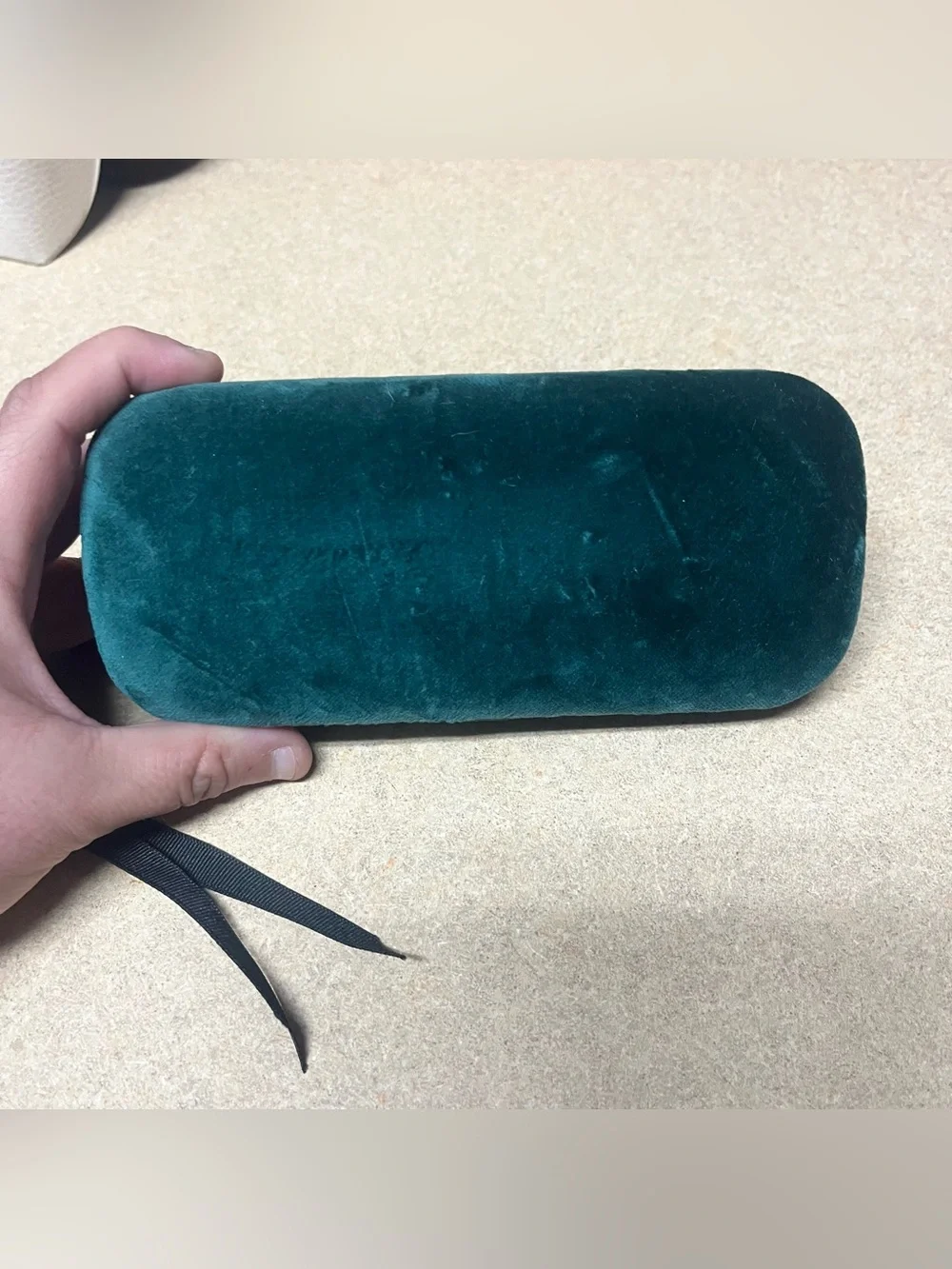 Gucci Sunglasses Eyeglasses Case Green Velvet Clamshell & Satin Bag